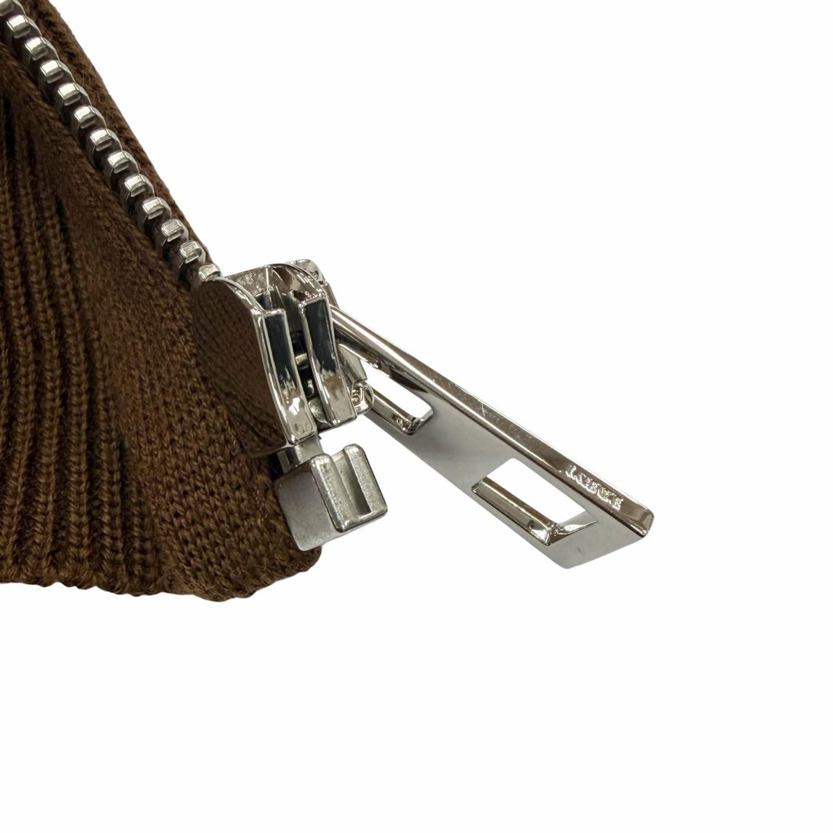 Loewe 98% Wool Anagram Logo Leather Zip Hoodie Brown — view 7
