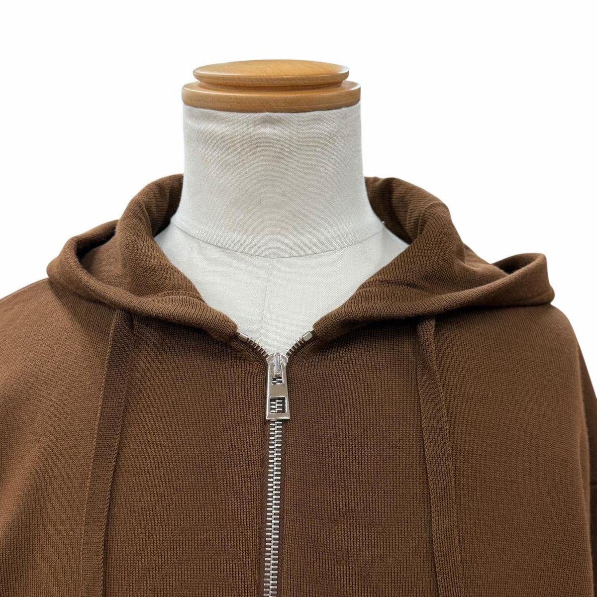 Loewe 98% Wool Anagram Logo Leather Zip Hoodie Brown — view 2