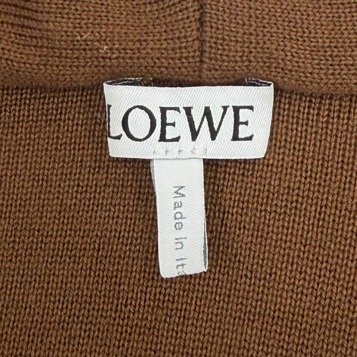 Loewe 98% Wool Anagram Logo Leather Zip Hoodie Brown — view 8