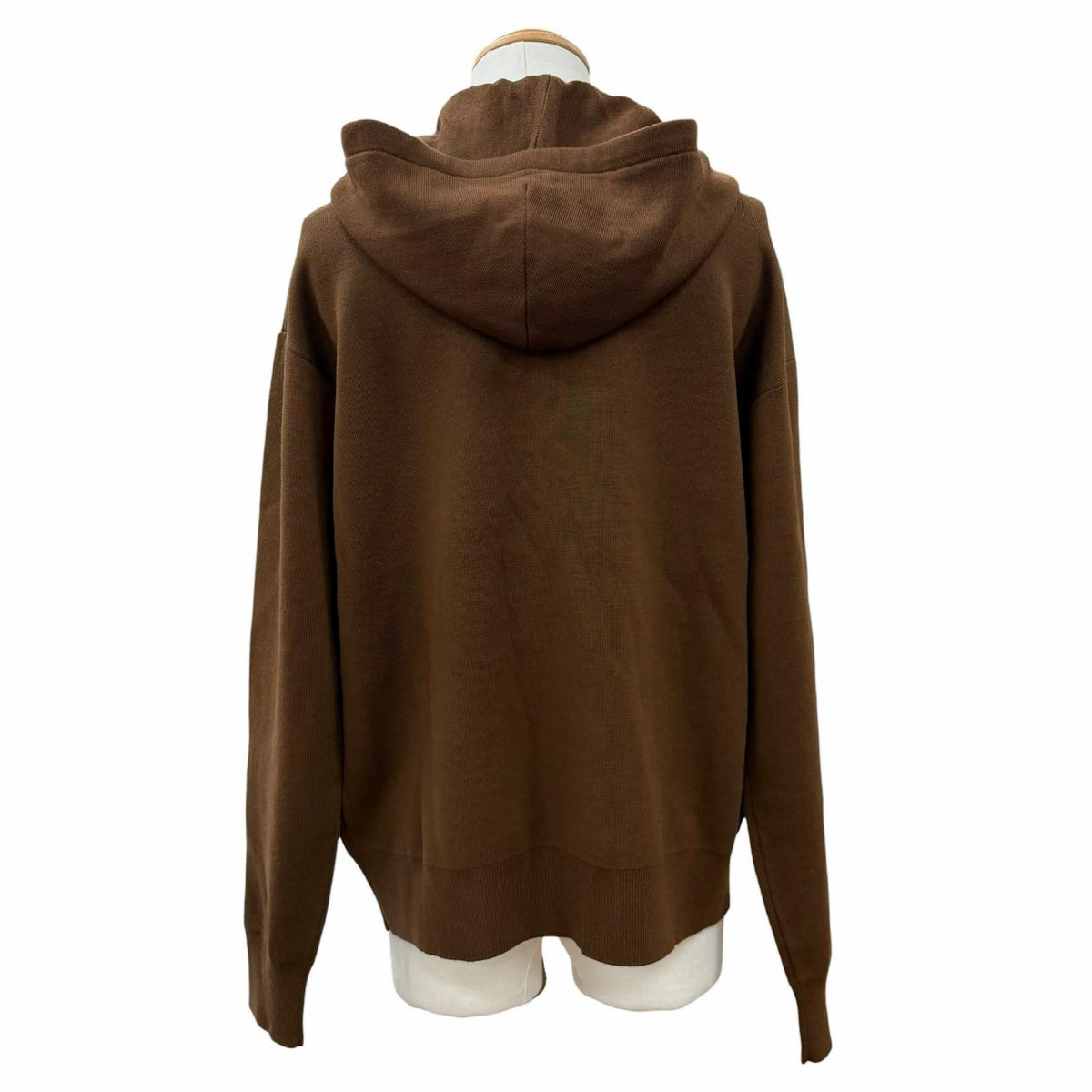 Loewe 98% Wool Anagram Logo Leather Zip Hoodie Brown — view 4