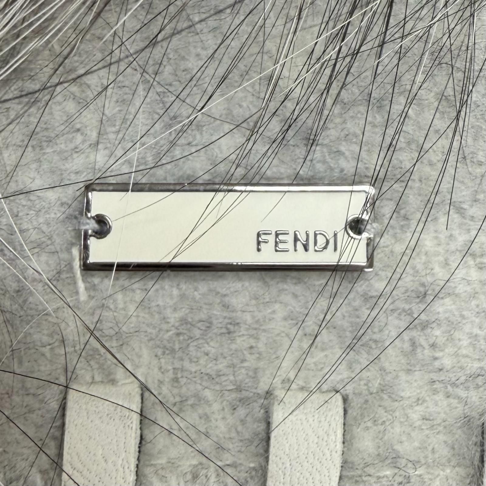 Fendi Fox Fur Trimmed Leather with Fringe Cape Poncho Light Gray — view 6