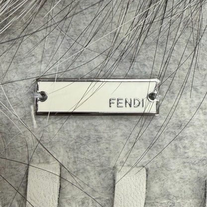 Fendi Fox Fur Trimmed Leather with Fringe Cape Poncho Light Gray — view 6