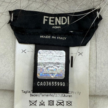 Fendi Fox Fur Trimmed Leather with Fringe Cape Poncho Light Gray — view 8