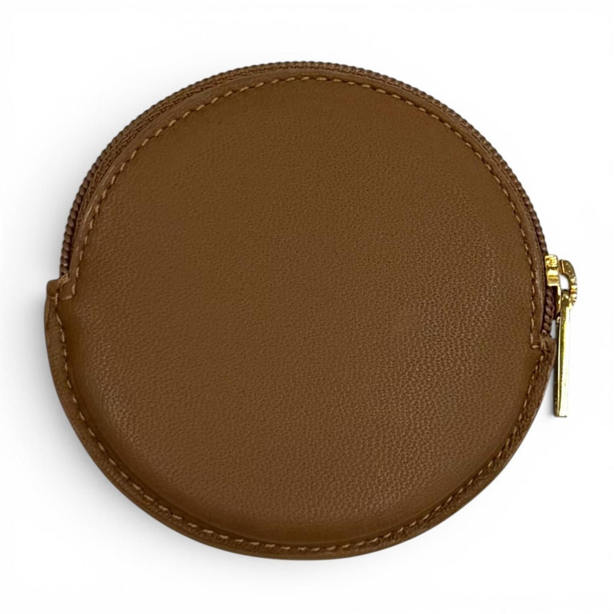 Loewe Sheepskin Anagram Round Zip Leather Coin Case Brown — view 3