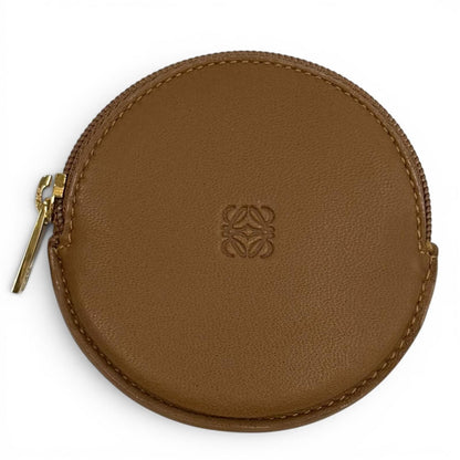 Loewe Sheepskin Anagram Round Zip Leather Coin Case Brown