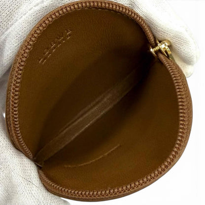Loewe Sheepskin Anagram Round Zip Leather Coin Case Brown — view 5