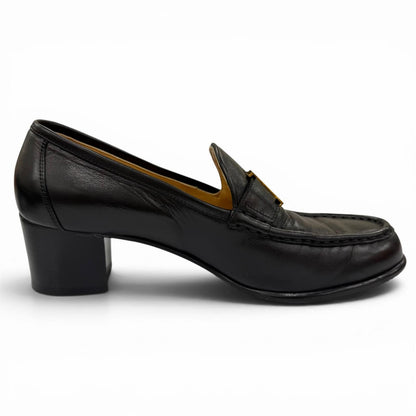 Hermes Constance Gold Logo Leather Loafers Black — view 6
