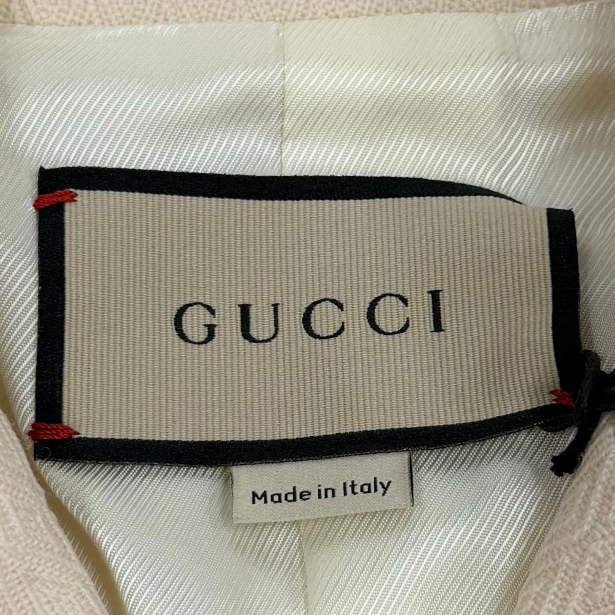 Gucci Wool Horsebit Leather All Over Print Short Sleeve Jacket Beige 38 — view 8