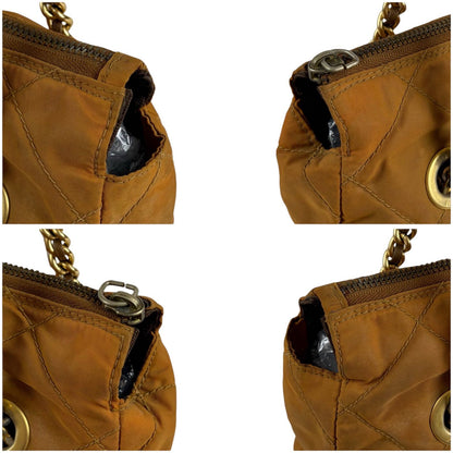 Prada Quilted Triangle Logo Chain Shoulder Bag Tessuto Nylon Brown — view 7