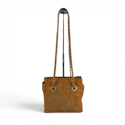 Prada Quilted Triangle Logo Chain Shoulder Bag Tessuto Nylon Brown — view 3
