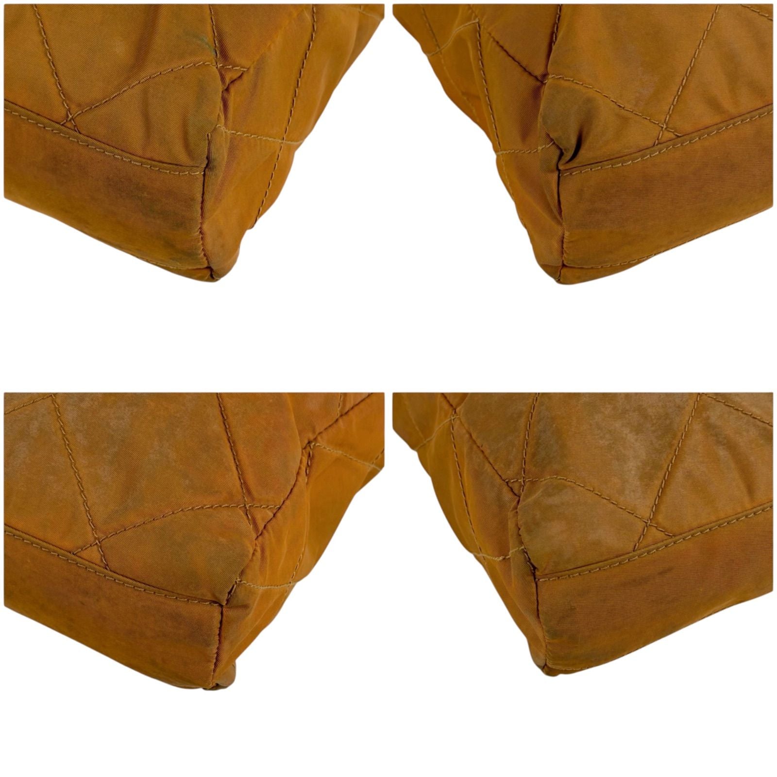 Prada Quilted Triangle Logo Chain Shoulder Bag Tessuto Nylon Brown — view 8