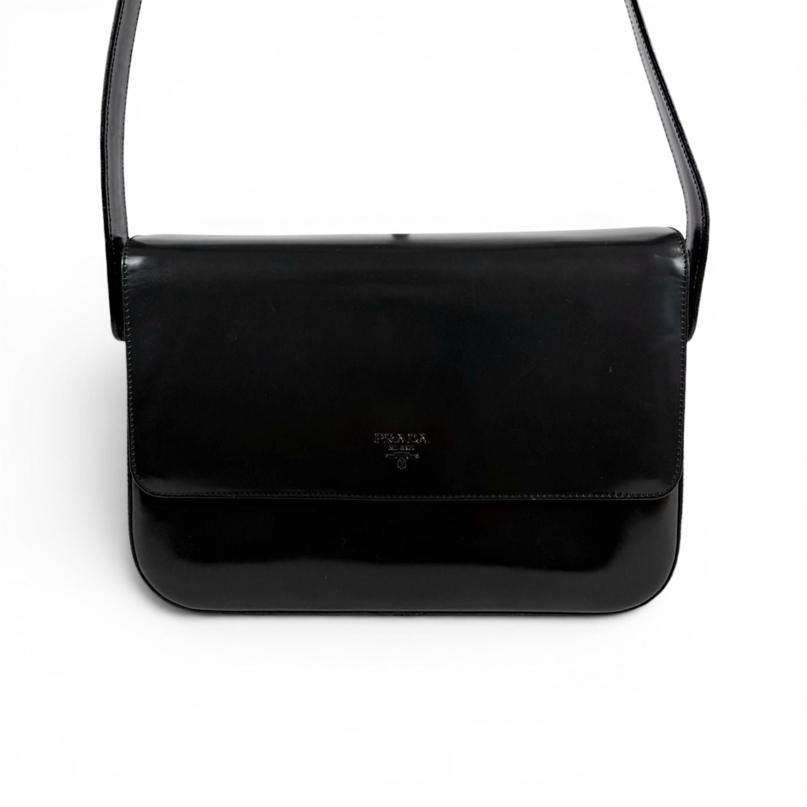 Prada Gradient Mirror Calf Leather Shoulder Bag Gray Black — view 4