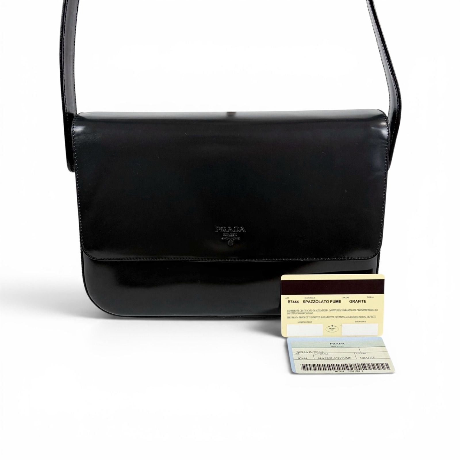 Prada Gradient Mirror Calf Leather Shoulder Bag Gray Black