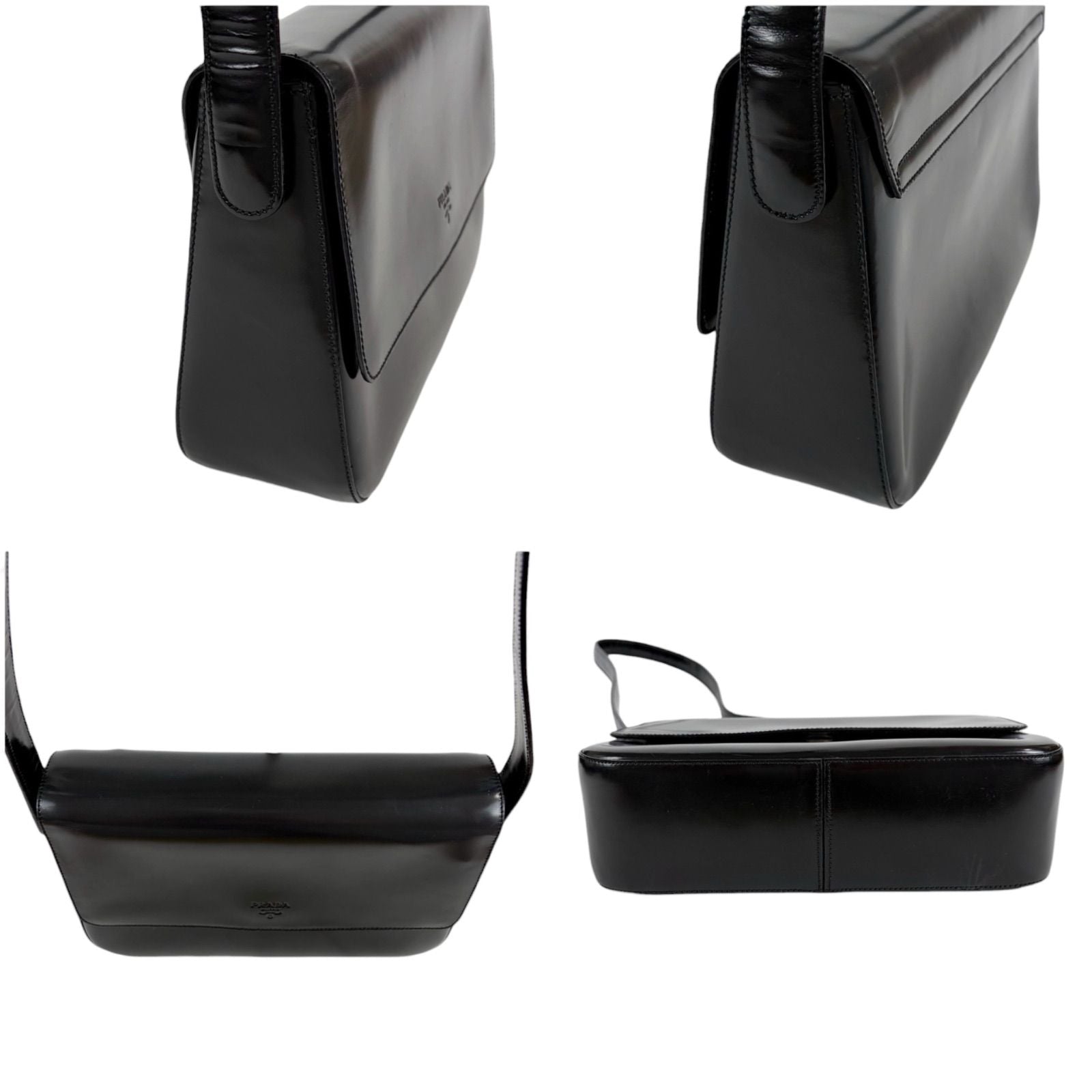 Prada Gradient Mirror Calf Leather Shoulder Bag Gray Black — view 7