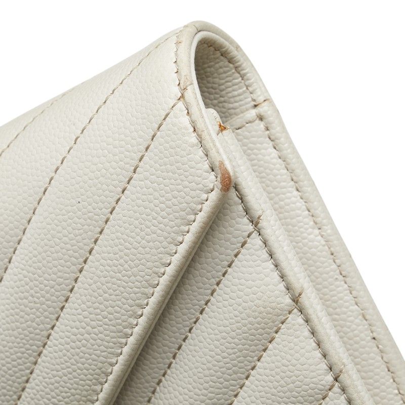 Saint Laurent Cassandra Stitch Wallet White Leather — view 6
