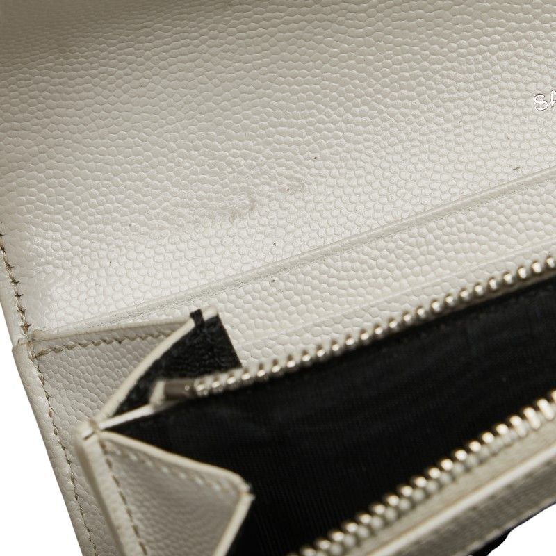 Saint Laurent Cassandra Stitch Wallet White Leather — view 7