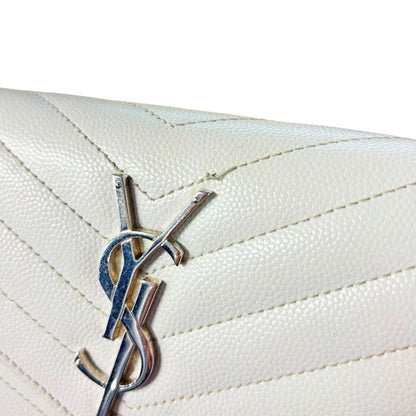 Saint Laurent Cassandra Stitch Wallet White Leather — view 4