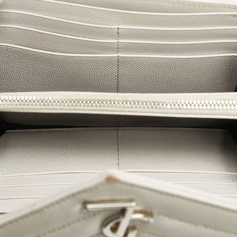 Saint Laurent Cassandra Stitch Wallet White Leather — view 8