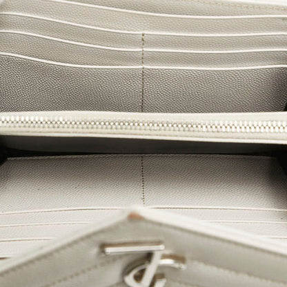 Saint Laurent Cassandra Stitch Wallet White Leather — view 8