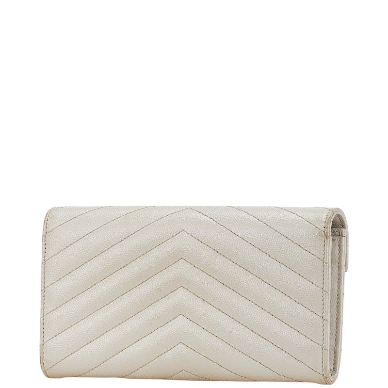 Saint Laurent Cassandra Stitch Wallet White Leather — view 2