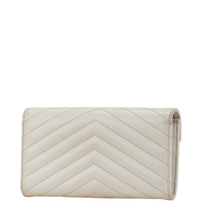 Saint Laurent Cassandra Stitch Wallet White Leather — view 2