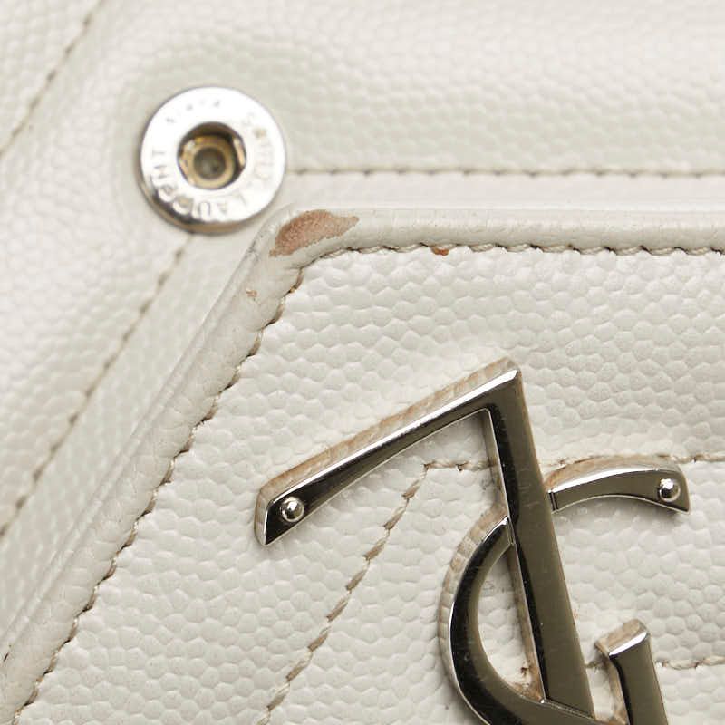 Saint Laurent Cassandra Stitch Wallet White Leather — view 5