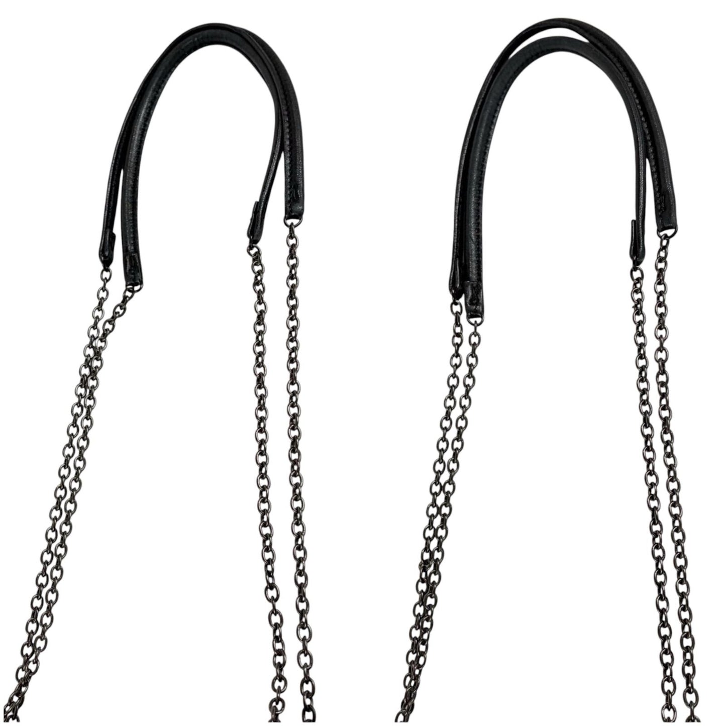 Prada Flower Motif Chain Tote Bag Tessuto Nylon Leather Black Rose — view 6