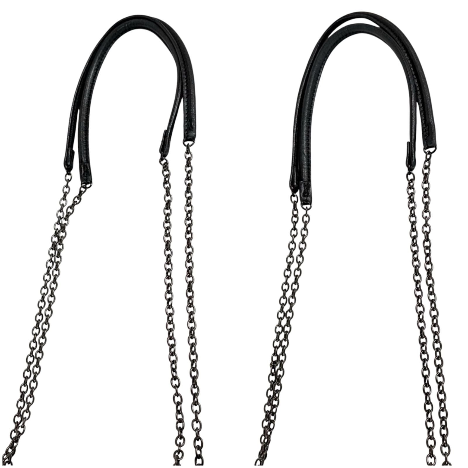 Prada Flower Motif Chain Tote Bag Tessuto Nylon Leather Black Rose — view 6