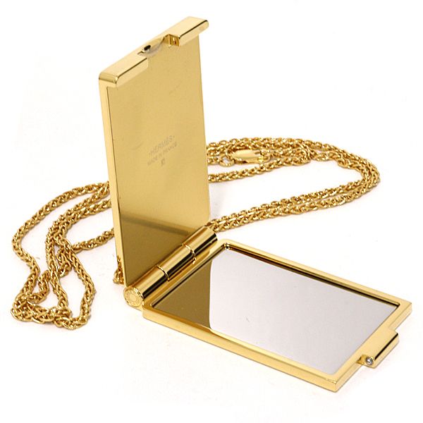 Hermes On The Beach Mirror Compact Pendant With Necklace Gold Multicolor — view 3