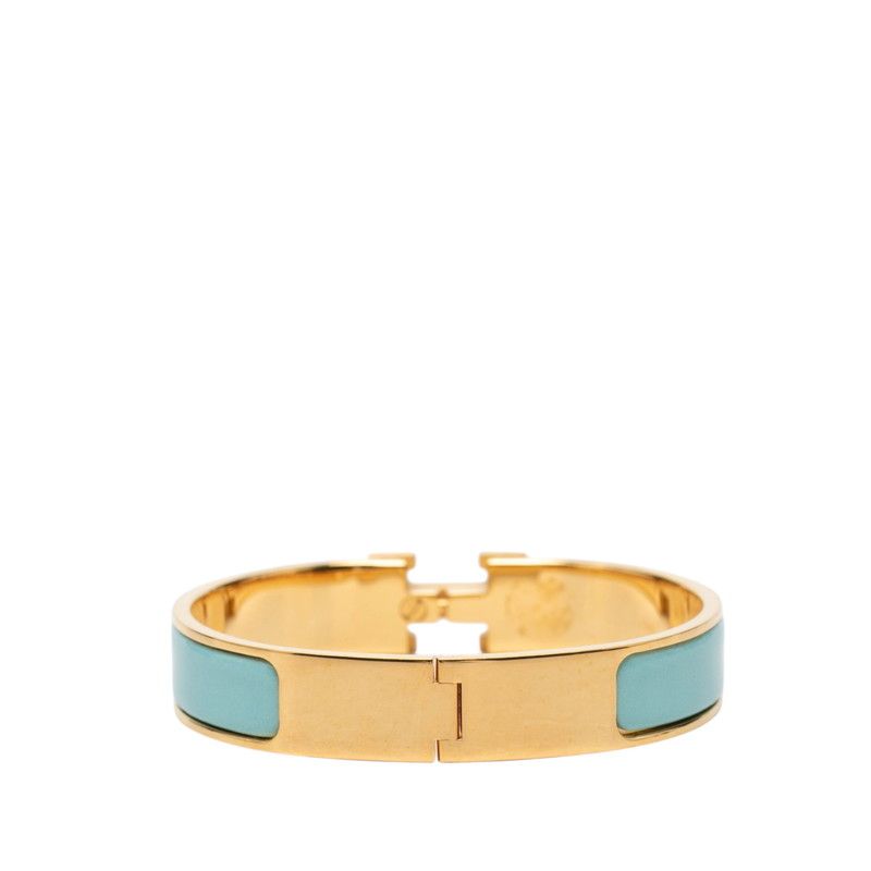 Hermes Clic H PM Bracelet Bangle Gold Blue Plated — view 3