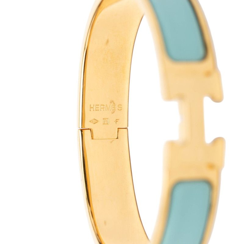 Hermes Clic H PM Bracelet Bangle Gold Blue Plated — view 4