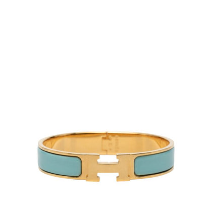 Hermes Clic H PM Bracelet Bangle Gold Blue Plated