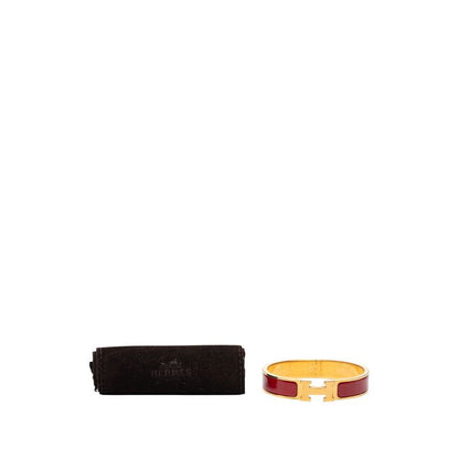Hermes Clic H PM Enamel Bracelet Bangle Gold Red Plated — view 5