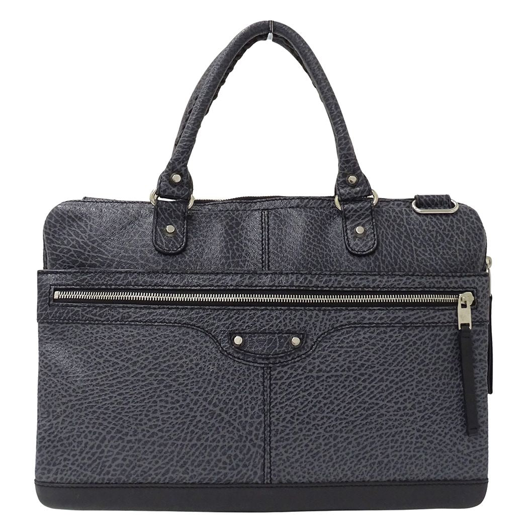 Balenciaga Business Leather Blue Gray Briefcase