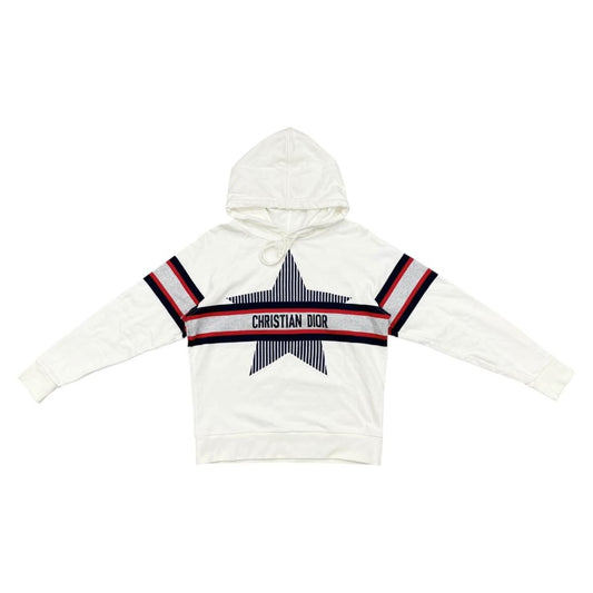 Dior Sweater Alps Pullover Hoodie XS Cotton Logo Star White Navy