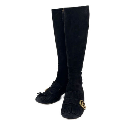 Gucci GG Marmont Suede Long Boots Black 35
