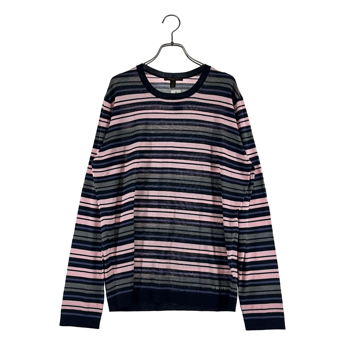 Louis Vuitton Wool Silk Border Crew Neck Knit L Multicolor Sweater