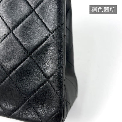 Chanel CC Logo Chain Shoulder Bag Quilted Leather Black — view 8