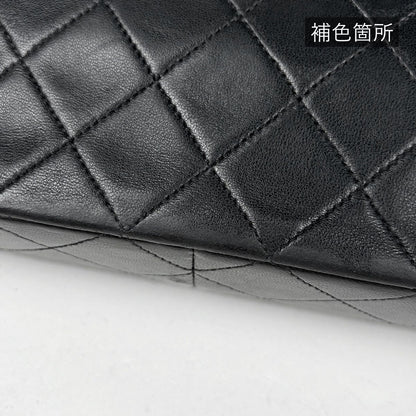 Chanel CC Logo Chain Shoulder Bag Quilted Leather Black — view 5