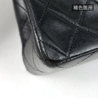 Chanel CC Logo Chain Shoulder Bag Quilted Leather Black — view 7