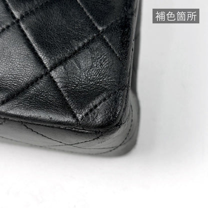 Chanel CC Logo Chain Shoulder Bag Quilted Leather Black — view 6