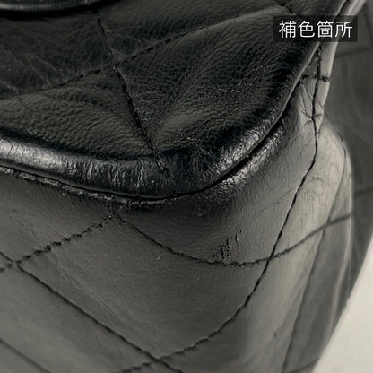 Chanel Quilted Double Flap Chain Shoulder Bag CC Logo Leather Black — view 6