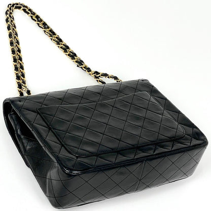 Chanel Quilted Double Flap Chain Shoulder Bag CC Logo Leather Black — view 2