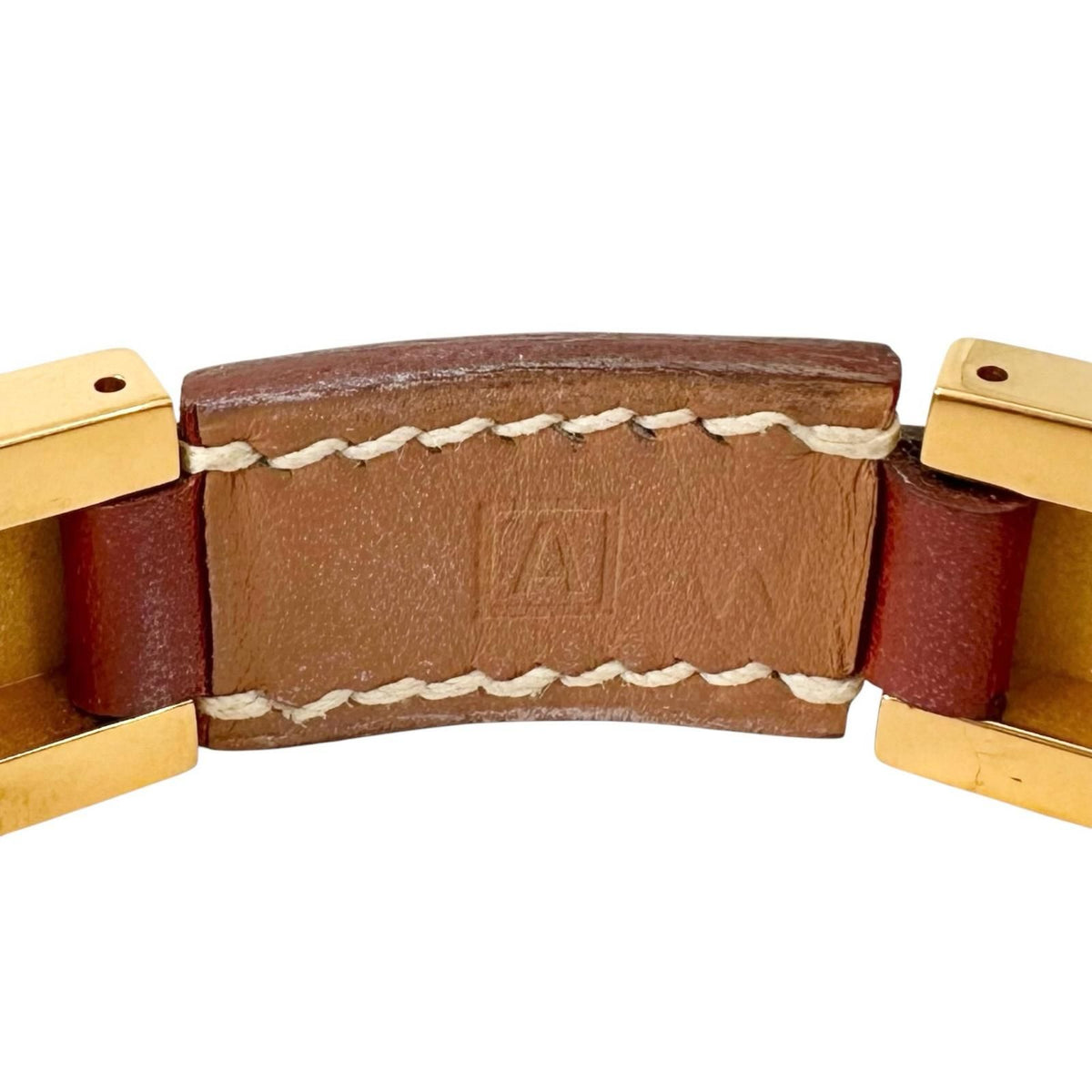 Hermes Leather Metal Brown Bracelet Gold — view 8