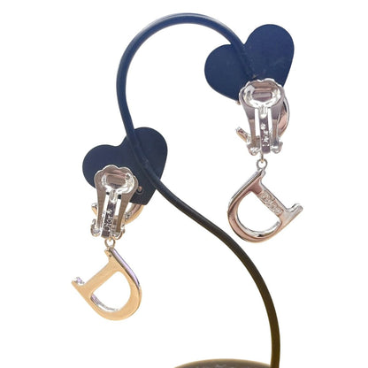 Dior CD Logo Earrings Rhinestone Silver — view 2