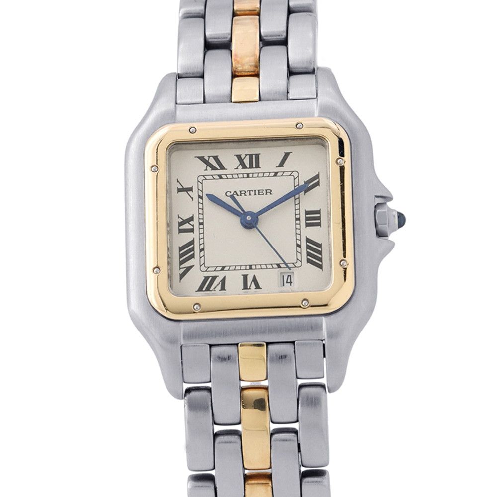 Cartier Panthere MM 1 Row 18K Yellow Gold Watch Quartz Ivory Dial
