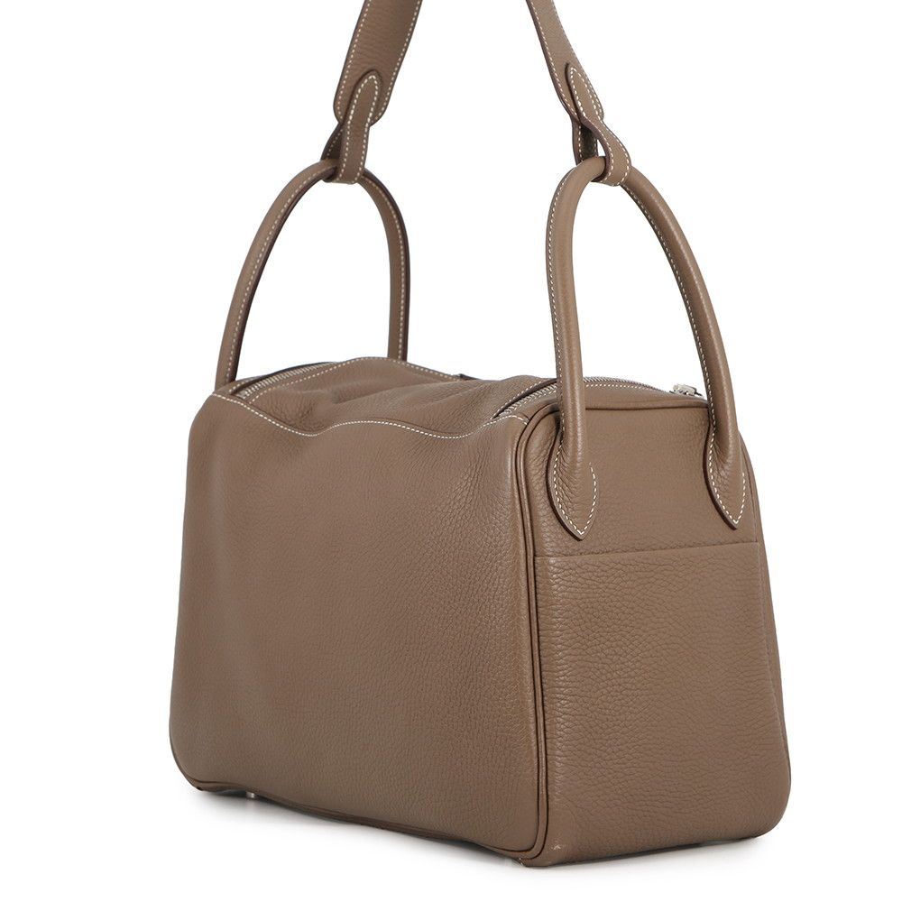 Hermes Handbag Lindy 30 Etoupe Silver Taurillon Clemence 2-Way — view 2