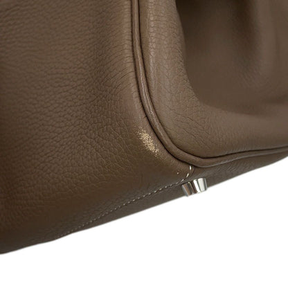 Hermes Handbag Lindy 30 Etoupe Silver Taurillon Clemence 2-Way — view 6