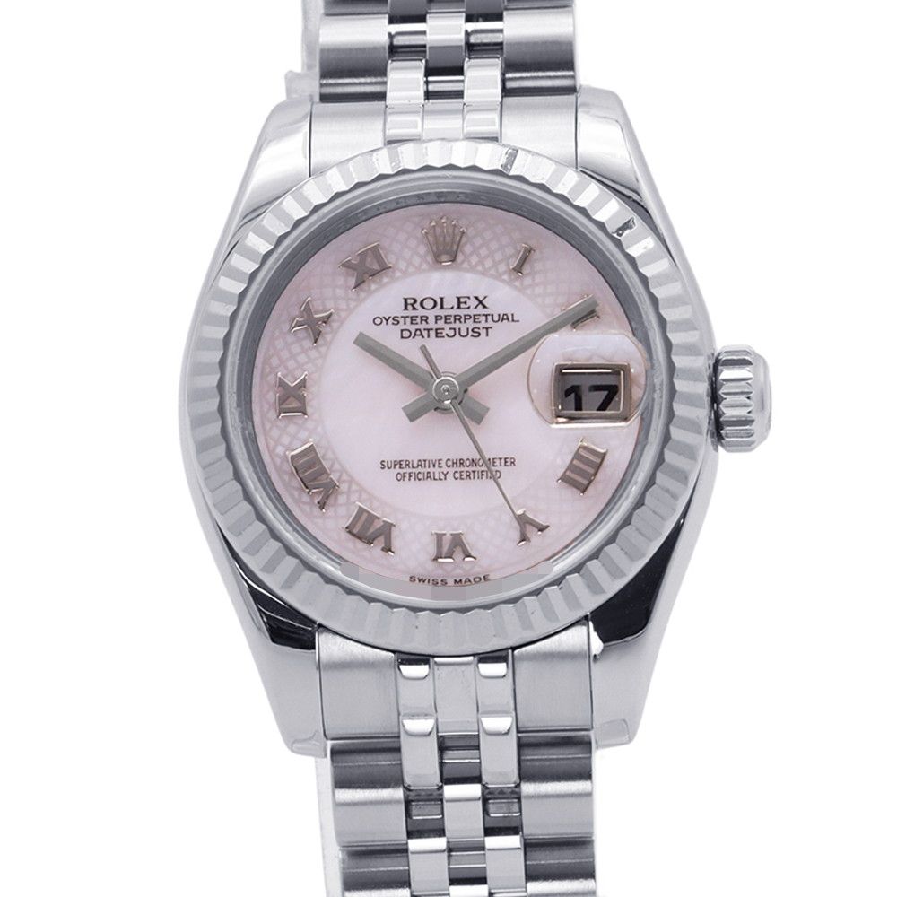 Rolex Datejust Number SS 18K White Gold Watch Pink Shell Dial Decoration