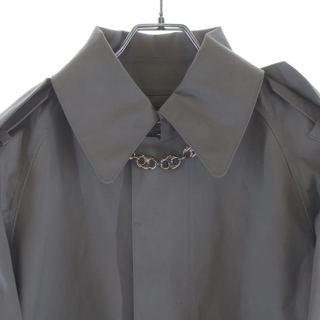 Balenciaga Chain Decoration Soutien Collar Coat Gray — view 3